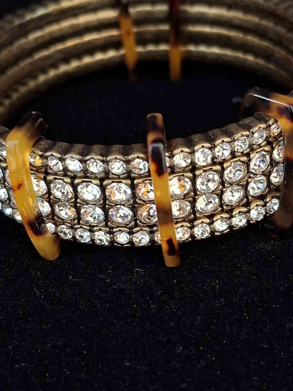 J. Crew Clear Crystal Pavé Cuff  Bracelet with Tortoiseshell Accents